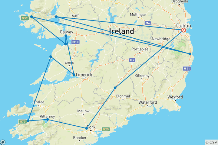 Map of Irish Elegance (Classic Group, 8 Days)