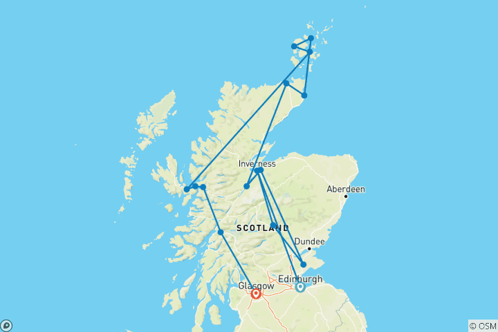 Map of Country Roads of Scotland (Classic Group, 9 Days)