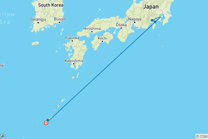 Kaart van 12 dagen Verkennen van Japan's Bruisende Hoofdstadagenen Tropisch Paradijs (privégids & chauffeur）