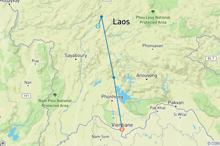 Carte du circuit Circuit de 6 jours au Laos, de Luang Prabang à Vang Vieng et Vientiane