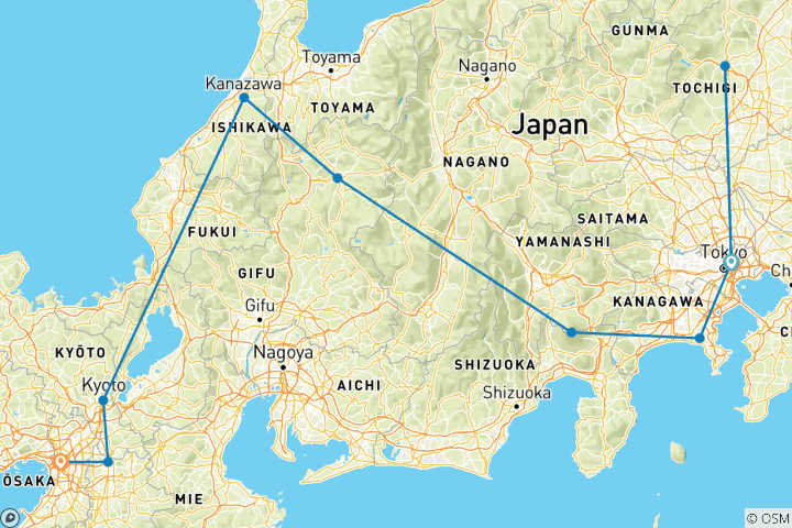 Mapa de 14 días una escapada de luna de miel perfecta en Japón (guía y conductor privados）