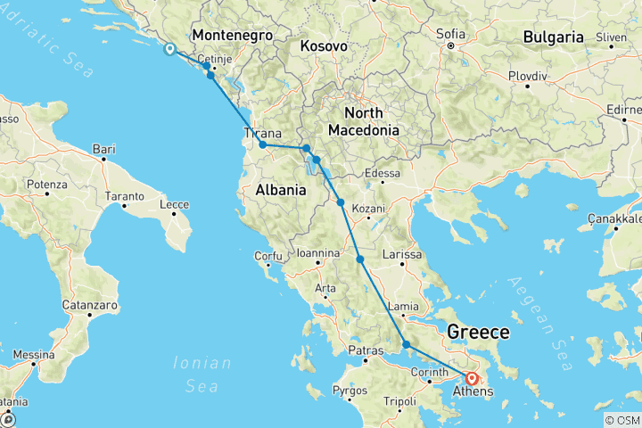 Carte du circuit Dubrovnik et Athènes