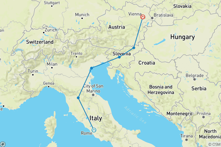 Mapa de Italia esencial - Fin en Viena