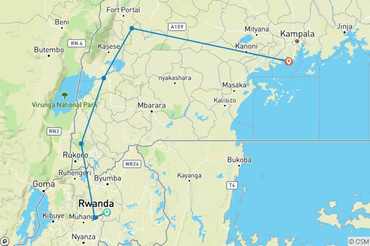 Map of 11 days Journey to the jungles of Rwanda and Uganda  2