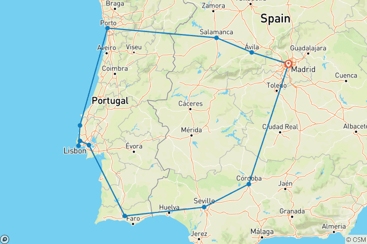 Map of Spain and Portugal Highlights (Summer, 12 Days)