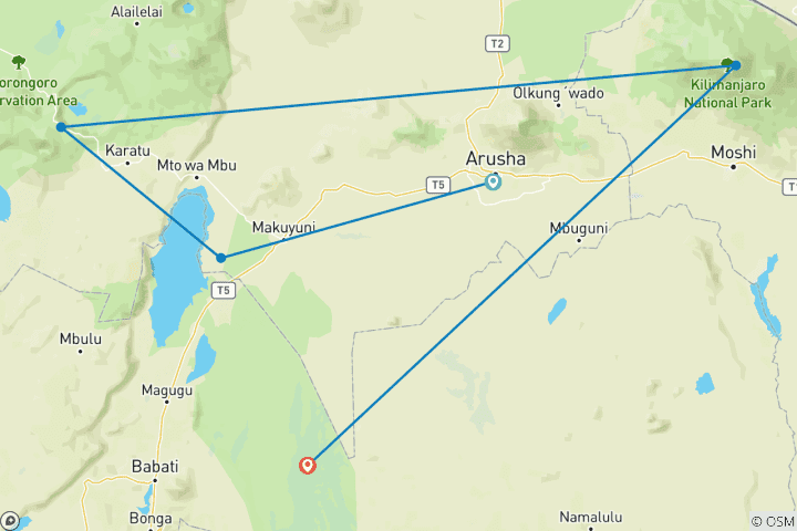 Map of Tanzania Budget Camping Safari