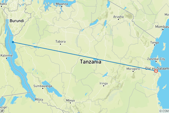 Carte du circuit Observation des chimpanzés à Gombe