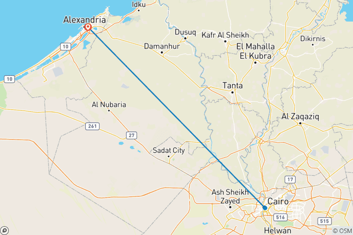 Map of Full Day Tour to Cairo From Alexandria Port