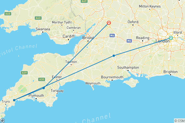 Carte du circuit Les nuances de la campagne britannique avec Londres, les Cornouailles et les Cotswolds (de Londres aux Cotswolds) (2025)