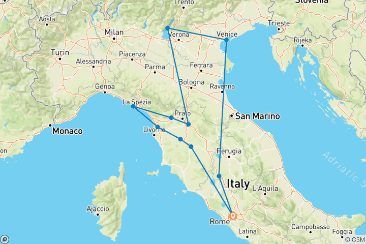 Carte du circuit Le goût de l'Italie