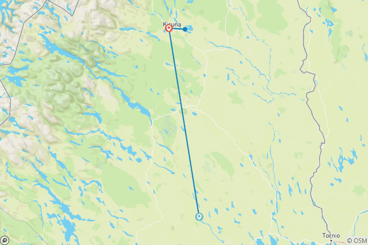 Map of Premium Aurora Safari & Icehotel Trip