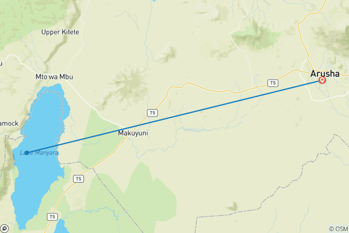 Mapa de Desde Arusha:7días Descubre la verdadera África desde el Lago Manyara