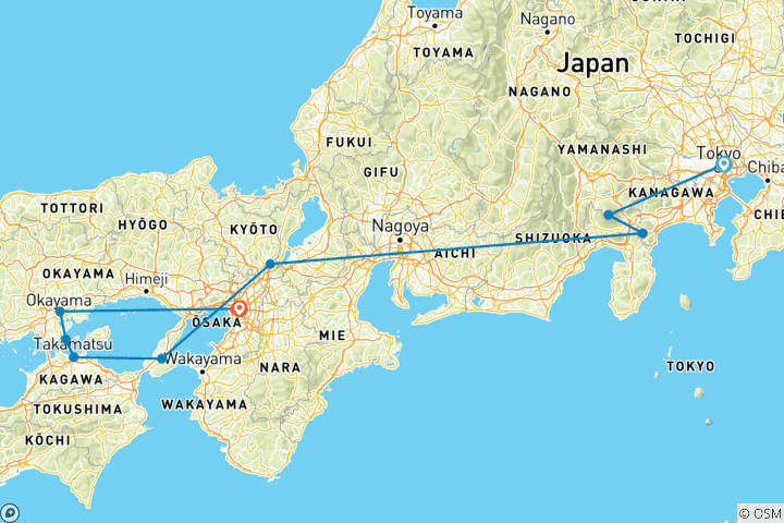 Carte du circuit Expédition gastronomique palpitante au Japon - 14 jours (guide et chauffeur privés