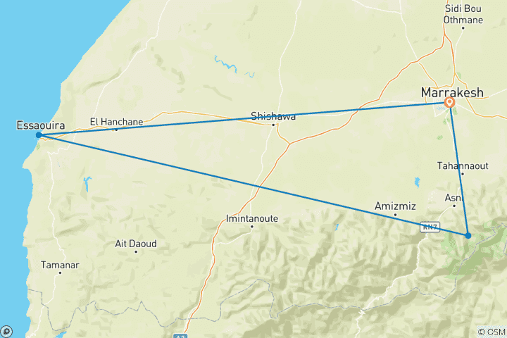 Mapa de Vacaciones de 5 días en Marrakech