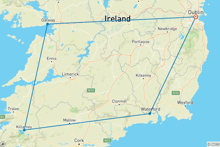 Map of Irish Gold Self-Drive - 9 Days/8 Nights