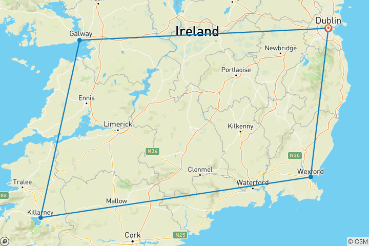 Carte du circuit Irish Spirit Self-Drive - 8 jours/7 nuits