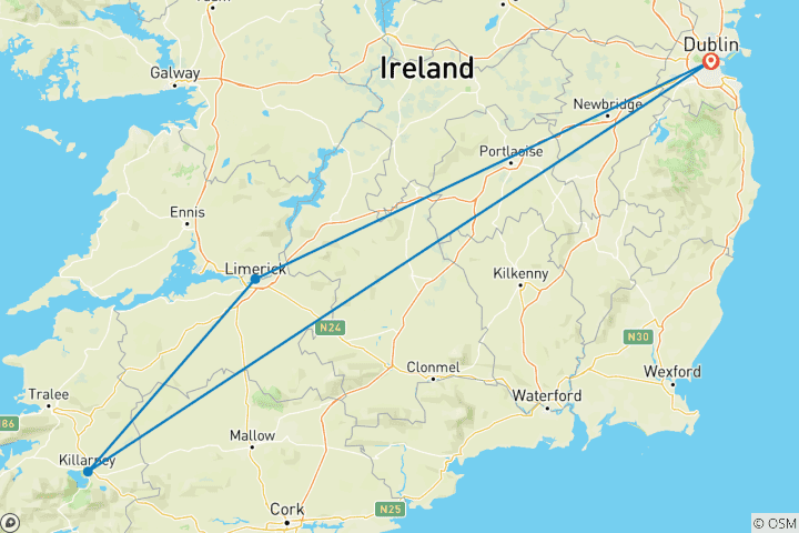 Map of Taste of Ireland Self-Drive - 7 Days/6 Nights