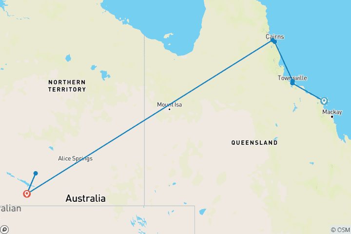 Map of Australia: North Queensland to Uluru (Without Sailing, 13 Days)