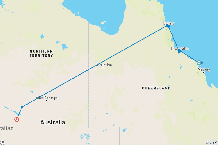 Map of Australia: North Queensland to Uluru (With Sailing, 13 Days)