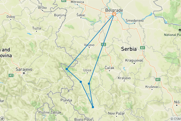 Carte du circuit La Serbie dévoilée - Supérieur - 7 jours