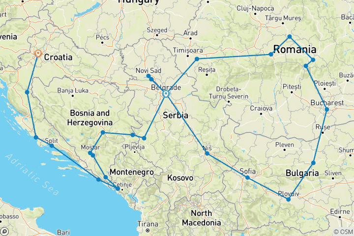 Map of Central Balkans Explorer - 19 days