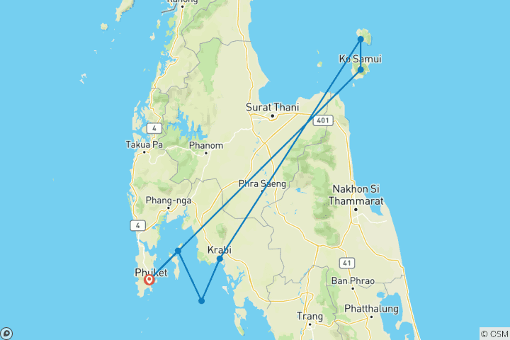 Carte du circuit Shopping sur les îles de Thaïlande : Palm Trees & Ocean Breeze