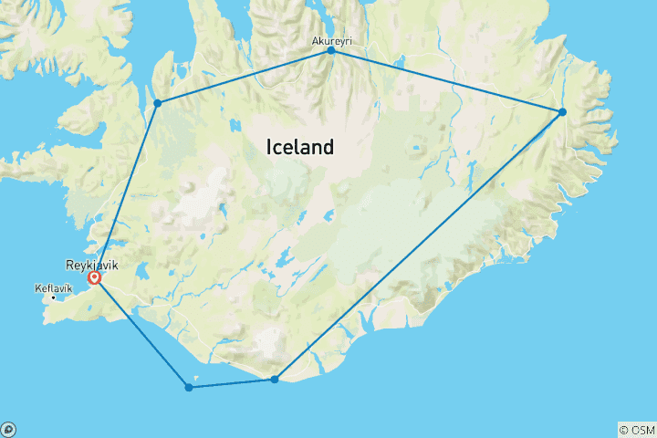 Mapa de 9 días - Alrededor de Islandia, Aventura en las Tierras Altas y Volcanes