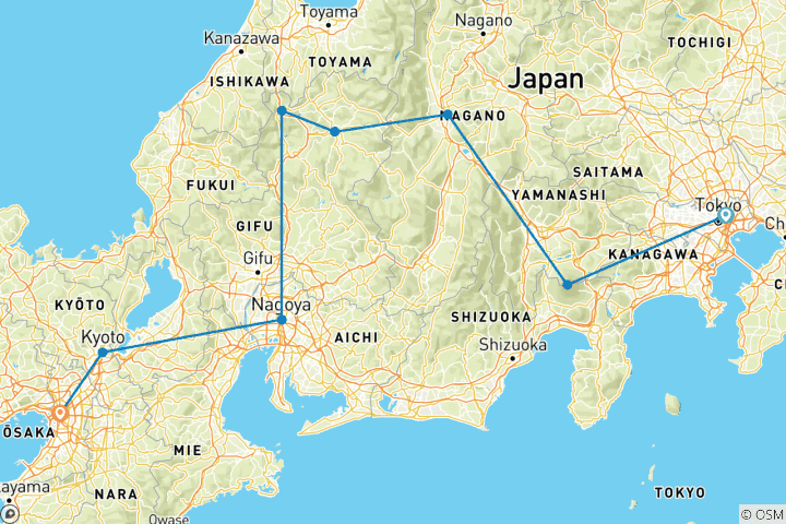 Map of 10 Days Japan Essential Tour (Private Guide & Driver）