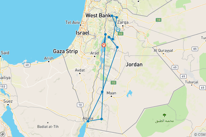 Carte du circuit Fantaisie de la Jordanie - 07 jours