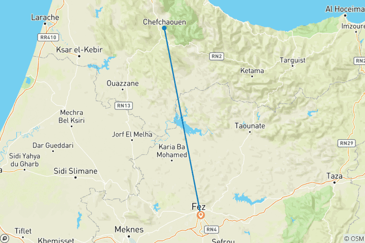 Carte du circuit Excursion d'une journée de Fès à Chefchaouen