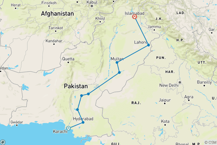 Carte du circuit Dômes de l'Indus, déserts et Islamabad