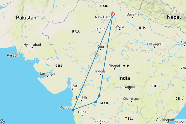 Karte von Mumbai - Aurangabad