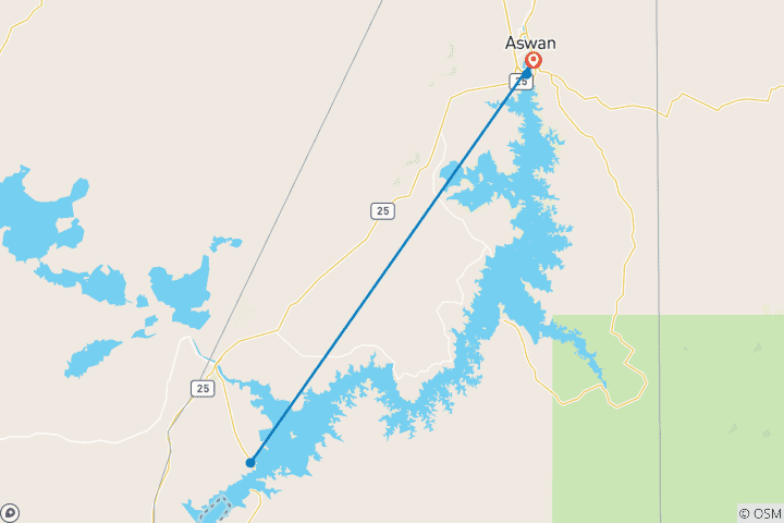 Mapa de Lo Mejor de Asuán en Excursiones de 2 Días: Templos de Abu Simbel, templo de Philae, Presa Alta y Pueblo Nubio