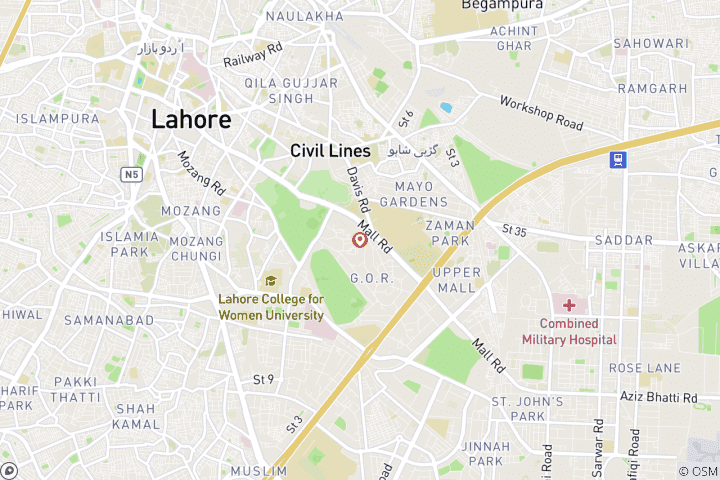 Carte du circuit Transfert de l'aéroport de Lahore