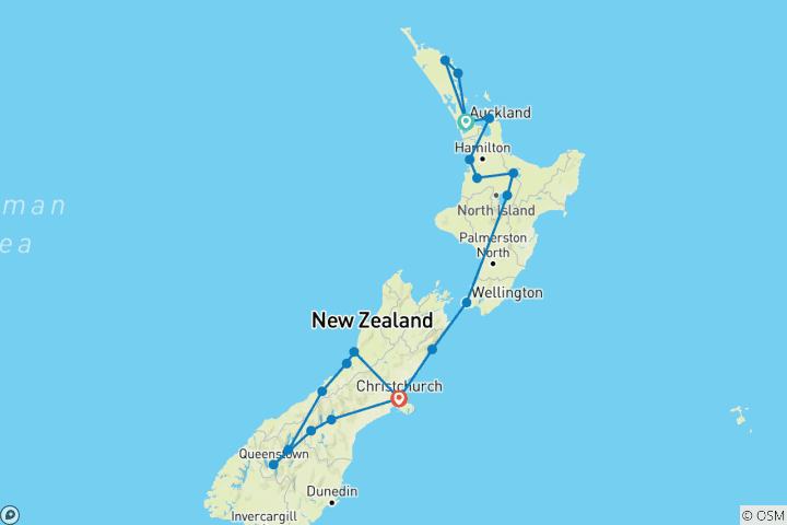 Carte du circuit Ultimate Nouvelle-Zélande