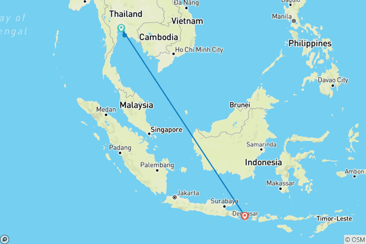 Map of 9-DAY BANGKOK, PATTAYA & BALI ISLAND