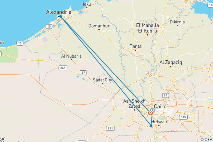 Carte du circuit Découvrez le meilleur du Caire et d'Alexandrie en 4 jours avec transferts aéroport gratuits