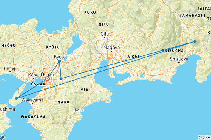 Carte du circuit 【Japan】11 jours de luxe à Osaka, Kyoto, Nara et sur l'île d'Awaji avec un cours de golf