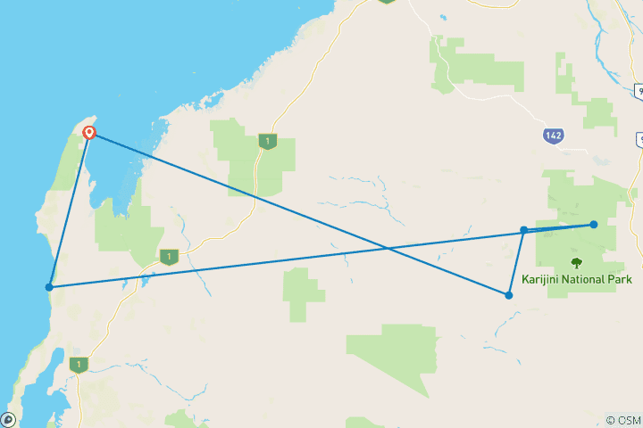 Map of Karijini National Park, Stations & Ningaloo Explorer – 6 Day Tour