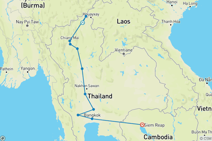 Karte von Thailand & Kambodscha Kleingruppnreise