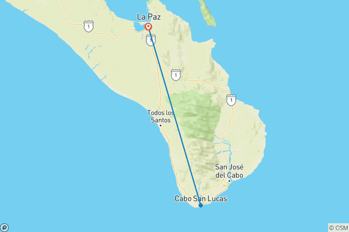 Mapa de Relajación en las playas de Baja California y conocimientos culturales: La Paz y Cabo 6D/5N