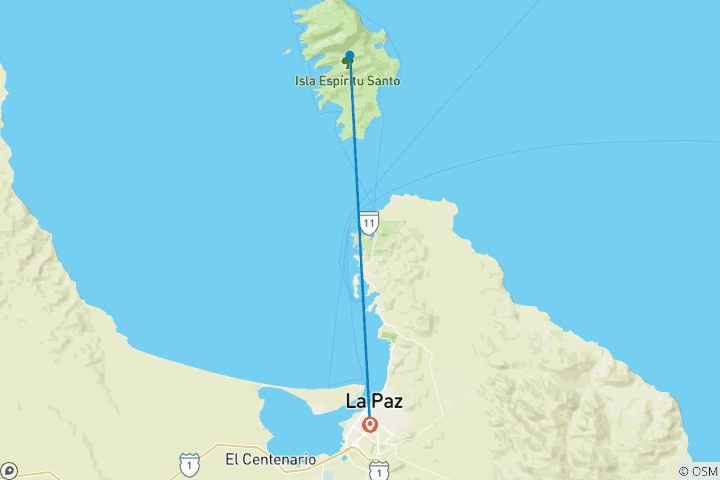 Mapa de Viaje Cultural a las Playas de Baja California y La Paz 4D/3N