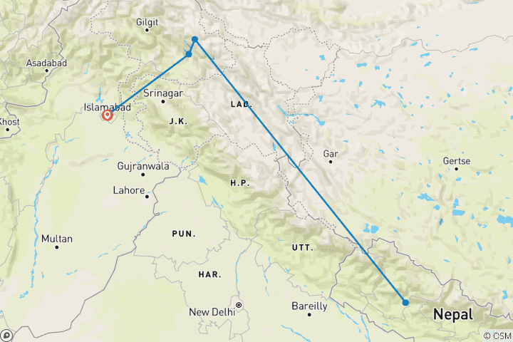 Carte du circuit TREKKING AU CAMP DE BASE DU K2 - 2025