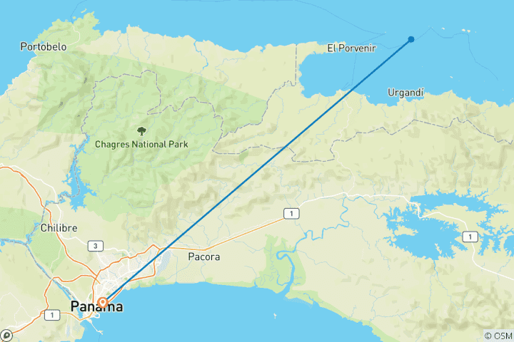 Map of 2-Days: San Blas Paradise on Shipwreck Island