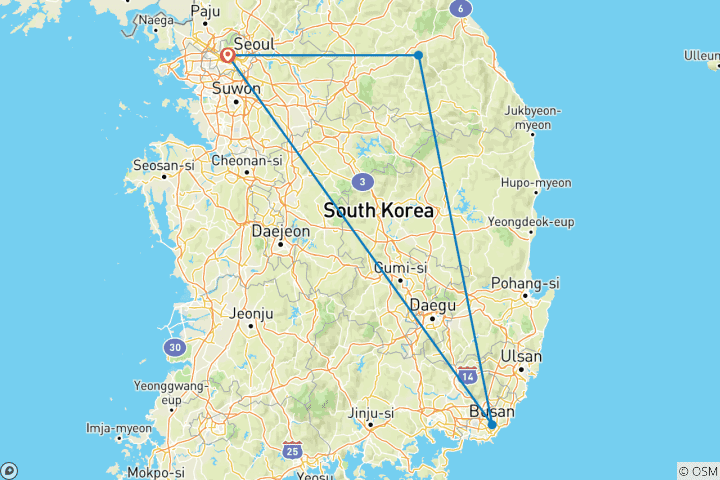 Carte du circuit 2 JOURS ET 1 NUIT IN THE SOOP BTS Ver. 'PyeongChang' Lieu de tournage - Séjour à Gangwon