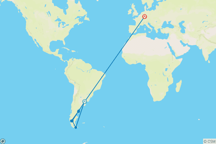 Karte von Argentinien Rundreise - 13 Tage Buenos Aires und Patagonien inkl. Halbinsel Valdés