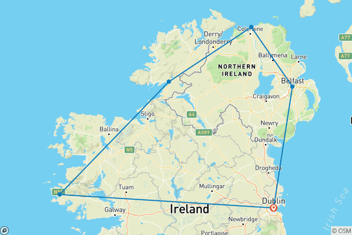 Carte du circuit Coastal Ireland : Roadtrip à l'aventure du glamping