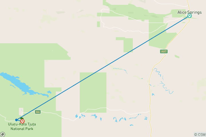 Carte du circuit Circuit évasion de 2 jours à Uluru Kata Tjuta Rock (camping) - Au départ d'Alice Springs