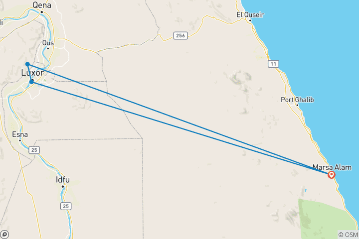 Carte du circuit Excursion privée d'une journée à Louxor depuis Marsa Alam en voiture