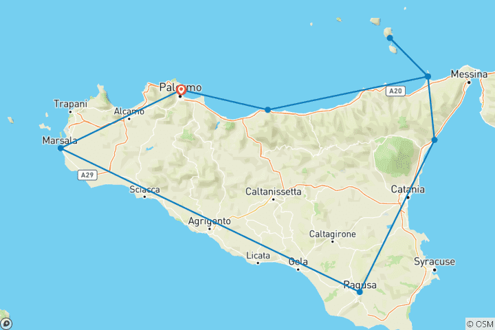 Carte du circuit Trésors de Sicile